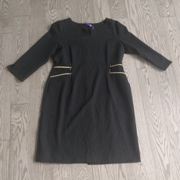 Seraphine Black Midi Dress with Yellow Accents - Picture 2 of 12